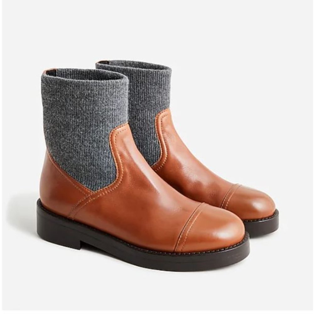 J. Crew Italian Leather Rib Cuff Boot Sz 8.5